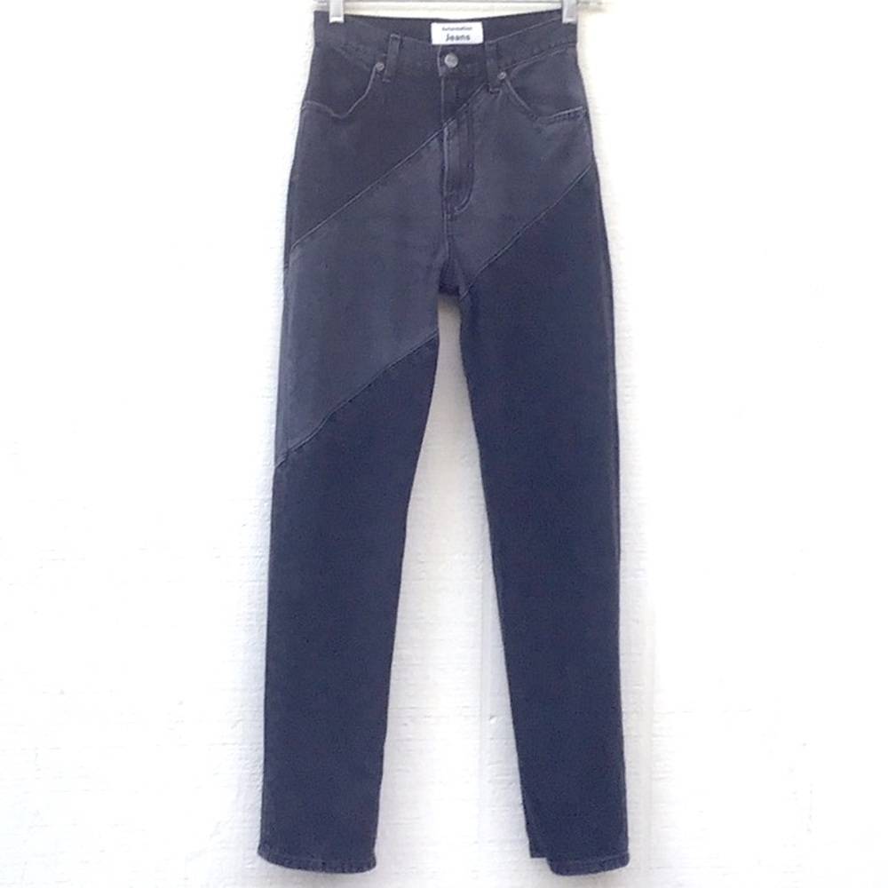 Reformation Bowie two tone asymmetrical stripes jean